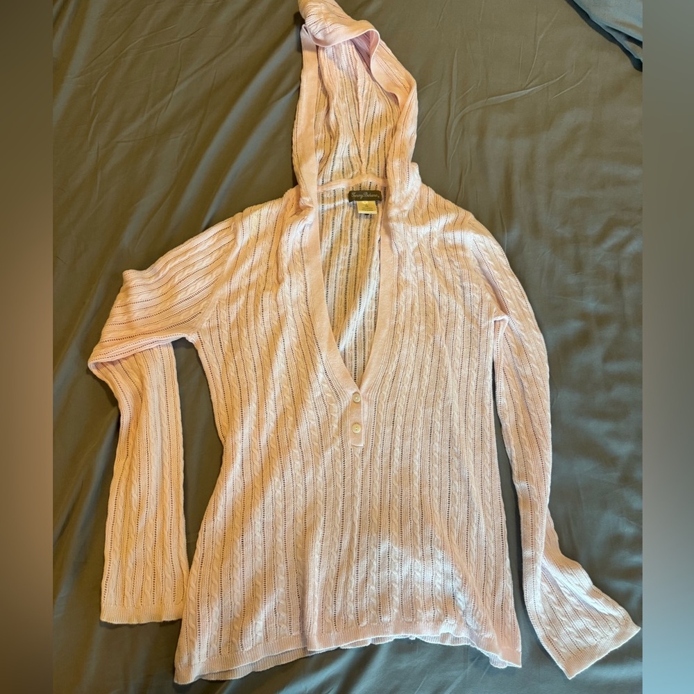 👉🏼Like-New👈🏼 Women’s Tommy Bahama Baby Pink Hooded Sweater Size: Small